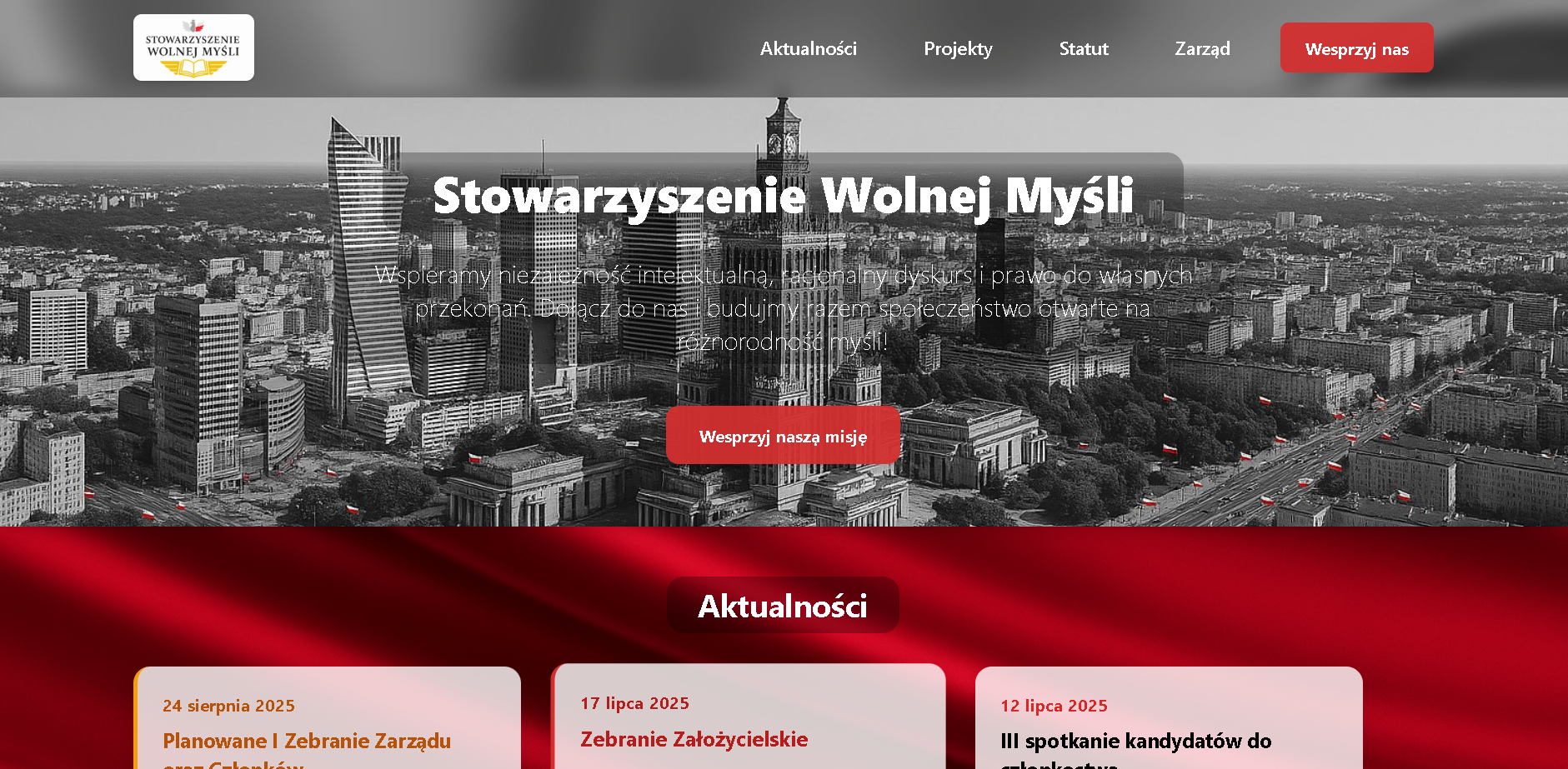 Podgląd strony Stowarzyszenia Wolnej Myśli
